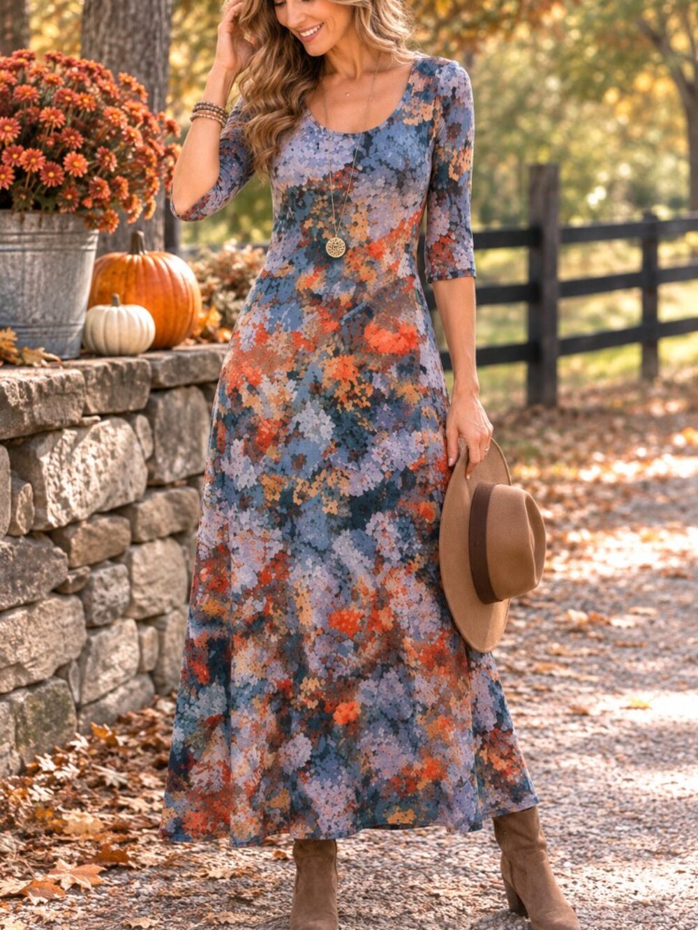 NWT Soft Surroundings Nanette Floral Maxi Dress M Stretch Boho Fall